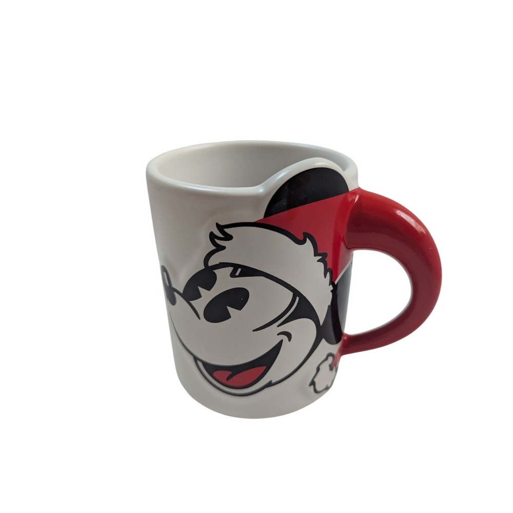 Disney‎ Mickey Mouse Christmas Coffee Mug Hallmark Santa Hat Red White Ceramic